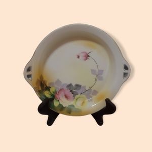 𝅺noritake Pink and Yellow Roses Gold Trim Serving Dish Vintage